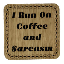 Load image into Gallery viewer, Wooden Mug Coaster with coffee phrase