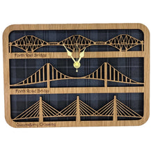 Load image into Gallery viewer, Wooden Clock Gift with three of the fourth bridges