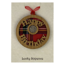 Load image into Gallery viewer, Scottish Gift Idea Happy Birthday Lucky Sixpence Wall Plaque
