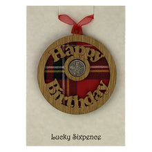 Load image into Gallery viewer, Scottish Gift Idea Happy Birthday Lucky Sixpence Wall Plaque