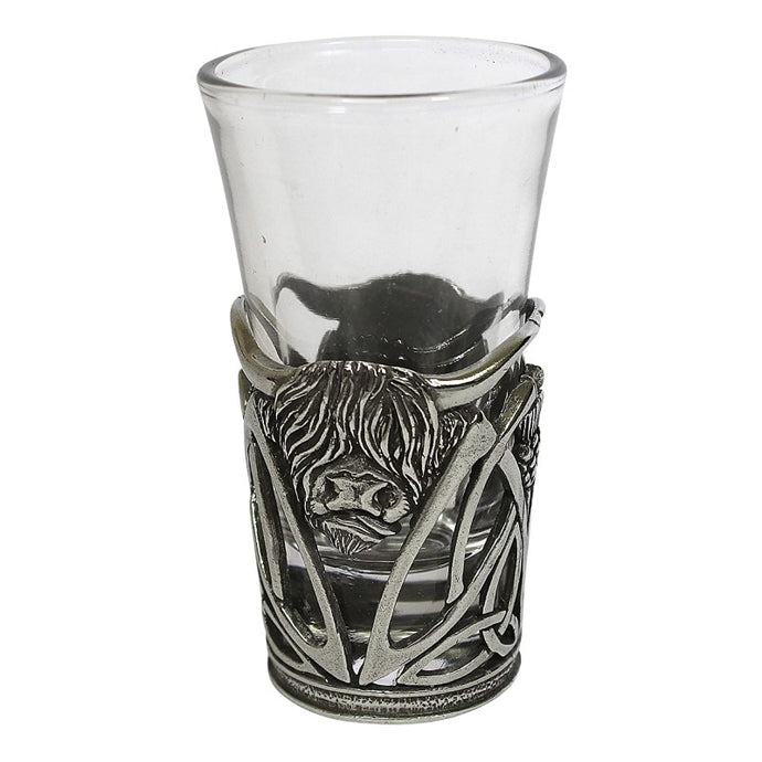 Scottish Themed Gift Clear Highland Cow Shot Glass