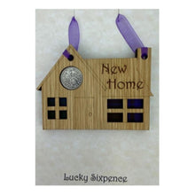 Load image into Gallery viewer, New House Gift Wooden Wall Plaque with Lucky Sixpence