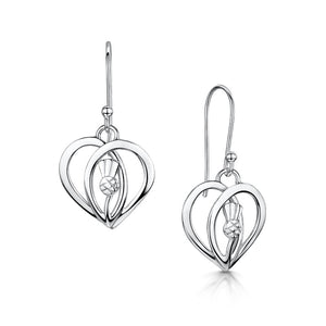Silver Earrings with Thistle Heart design