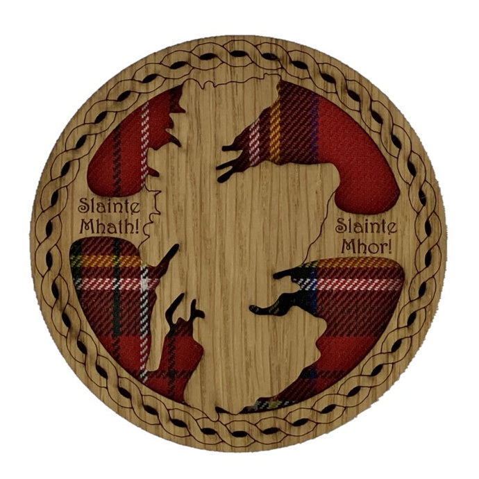 Circle Wooden Map Coaster with Scotland Map
