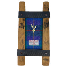 Load image into Gallery viewer, Wooden Clock Gift with Harris Tweed Clock Face and metal border
