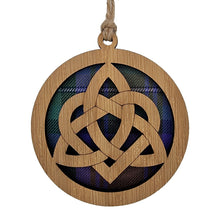 Load image into Gallery viewer, Round hanging plaque with a tartan background