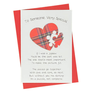 Valentines card with tartan and heart