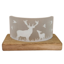 Load image into Gallery viewer, Wooden Tea Light Candle Holder with Glass Sheet and Highland Cow Design