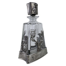 Load image into Gallery viewer, Glass Decanter Set with Silver Stag and Thistle Design
