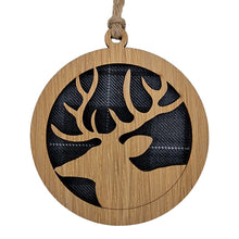 Load image into Gallery viewer, Round hanging plaque with a tartan background