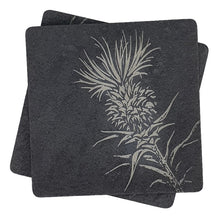 Load image into Gallery viewer, Slate Coasters featuring engraving. designed cut and boxed in Scotland

