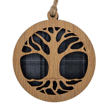 Load image into Gallery viewer, Round hanging plaque with a tartan background