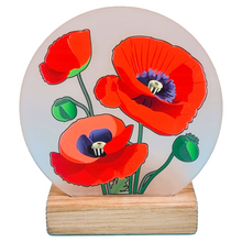 Load image into Gallery viewer, Wooden Tea Light Candle Holder with Poppy Design
