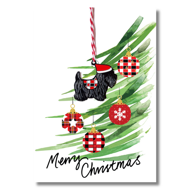Christmas Scottie Enamel Keepsake Charm Card
