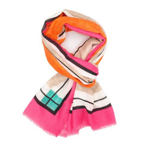 Polyester Scarf with Bright Borders Design