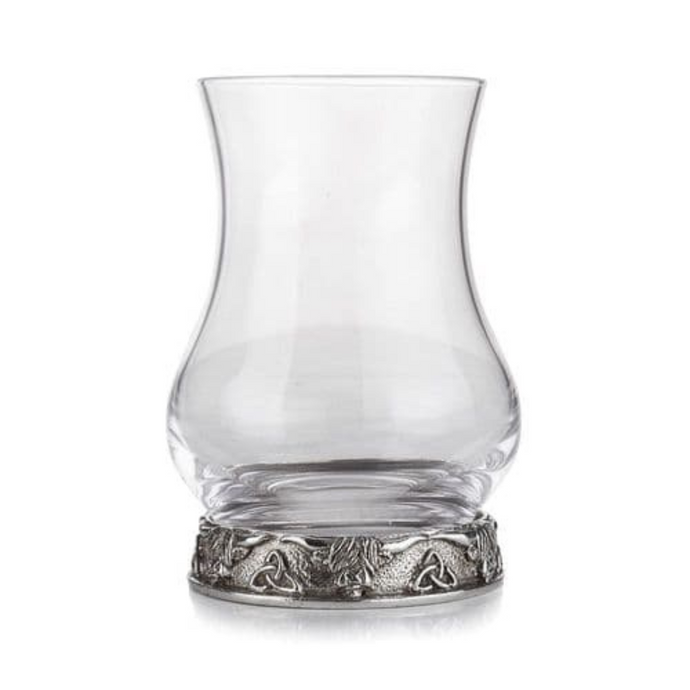 Glass Whisky tasting Glass with pewter Highland Cow Design