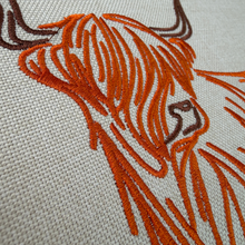 Load image into Gallery viewer, Highland Cow Embroidered Canvas
