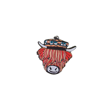 Load image into Gallery viewer, Highland Coo Enamel Pin Badge on Card
