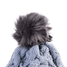Load image into Gallery viewer, Slate Cable Pompom Hat
