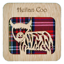 Load image into Gallery viewer, Square Wooden Coaster with Highland Cow
