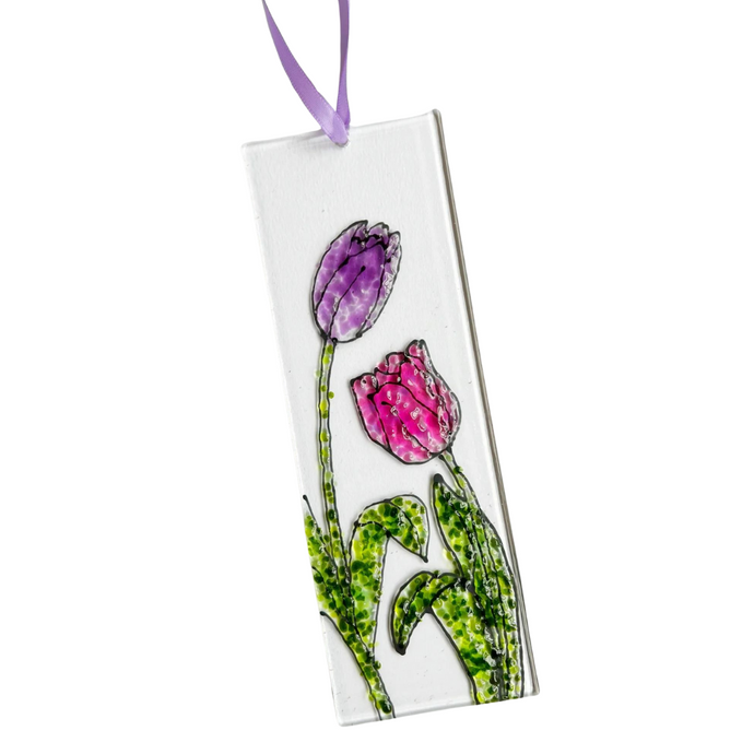 Tulip fused glass art hanging decoration