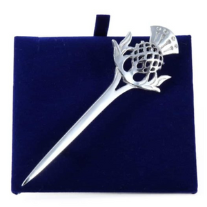 Pewter kilt pin with thistle design head