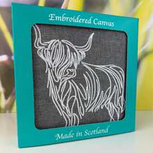 Load image into Gallery viewer, Highland Cow Embroidered Canvas
