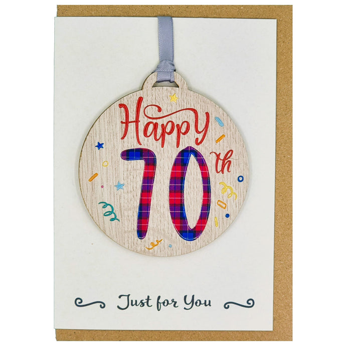 Happy 70th Birthday Card with Gift