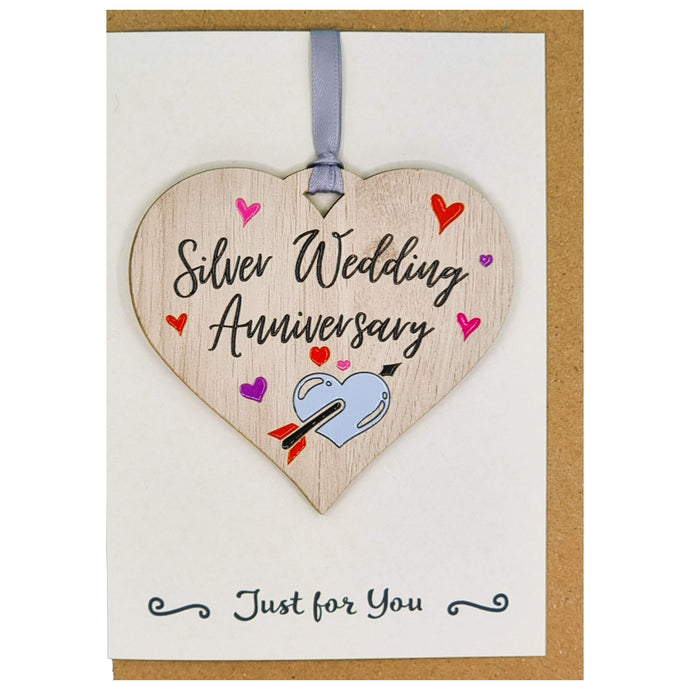 Silver Wedding Anniversary Card with Gift