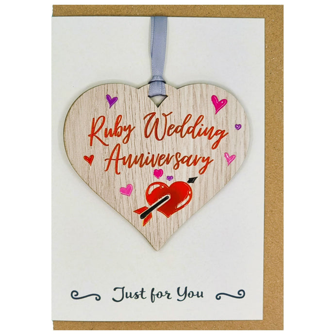 Ruby Wedding Anniversary Card with Gift