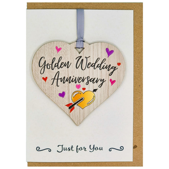 Golden Wedding Anniversary Card with Gift