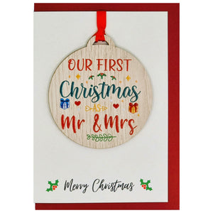 Mr & Mrs Christmas Card with Gift