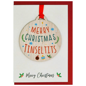 Merry Christmas Tinseltits Card with Gift