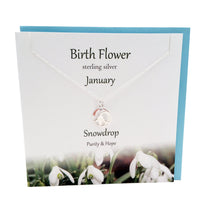 Load image into Gallery viewer, January Birthflower Snowdrop silver necklace | The Silver Studio Scotland
