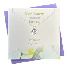 Load image into Gallery viewer, February Birthflower Primrose silver necklace | The Silver Studio Scotland
