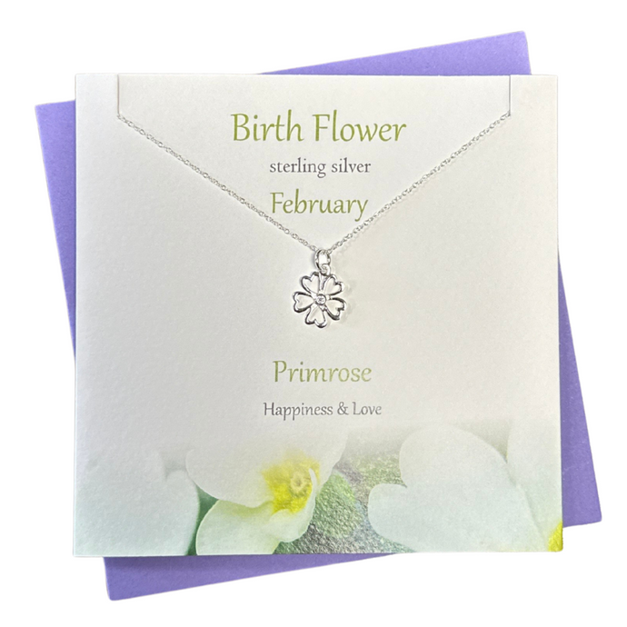 February Birthflower Primrose silver necklace | The Silver Studio Scotland