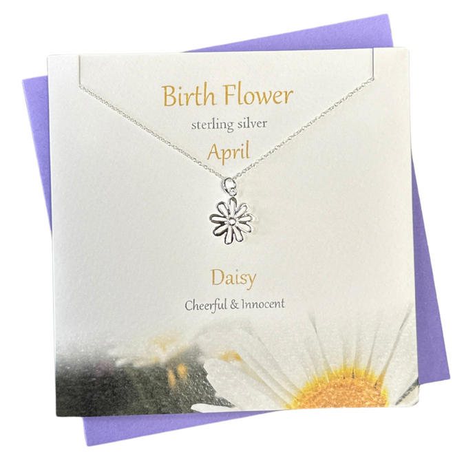 April  Birth flower Daisy silver necklace | The Silver Studio Scotland