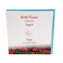 Load image into Gallery viewer, August Birth flower Poppy silver necklace | The Silver Studio Scotland
