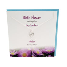 Load image into Gallery viewer, September Birth flower Aster silver necklace | The Silver Studio Scotland
