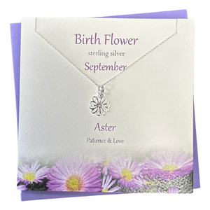 September Birth flower Aster silver necklace | The Silver Studio Scotland