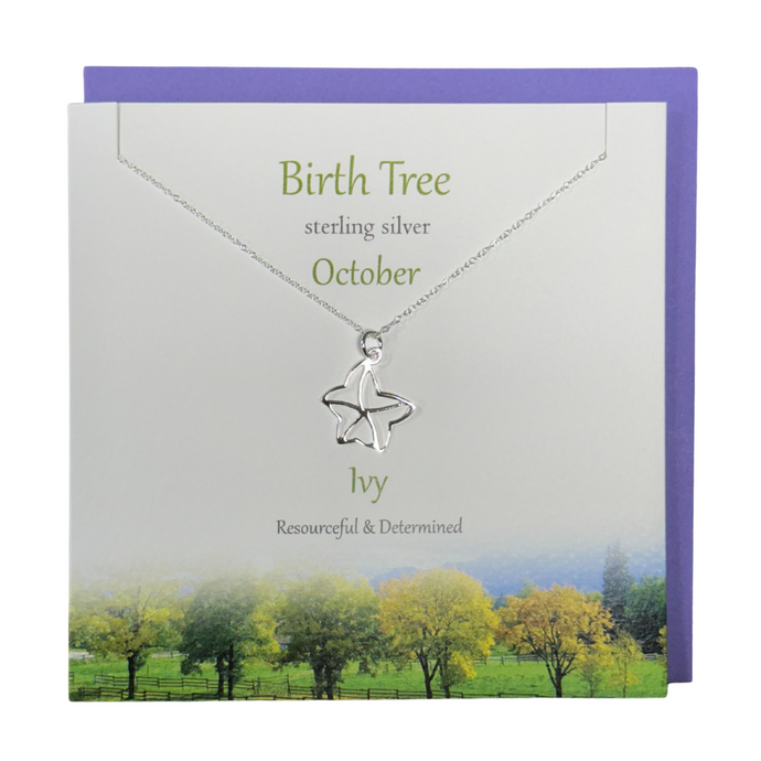 October Birth Tree Ivy silver necklace | The Silver Studio Scotland