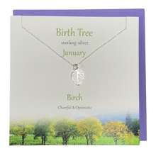 Load image into Gallery viewer, January Birth Tree Birch silver necklace | The Silver Studio Scotland
