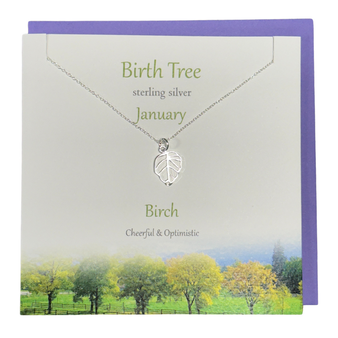 January Birth Tree Birch silver necklace | The Silver Studio Scotland