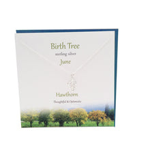 Load image into Gallery viewer, June Birth Tree Hawthorn silver necklace | The Silver Studio Scotland
