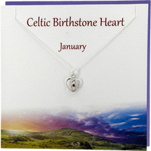 Load image into Gallery viewer, January Celtic Birthstone Garnet crystal silver necklace | The Silver Studio Scotland
