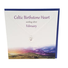 Load image into Gallery viewer, Celtic Birthstone silver pendant | February Amethyst crystal
