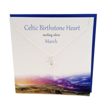 Load image into Gallery viewer, Celtic Birthstone silver pendant | March Aquamarine crystal
