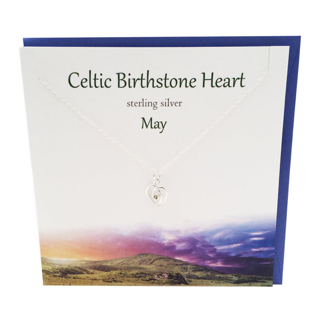 May Celtic Birthstone Emerald crystal silver necklace | The Silver Studio Scotland