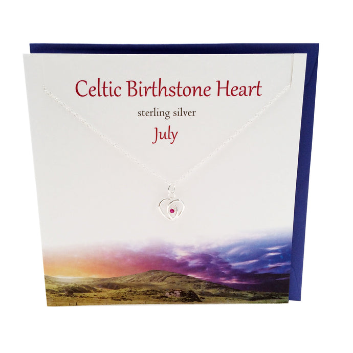 July Celtic Birthstone Ruby crystal silver necklace | The Silver Studio Scotland