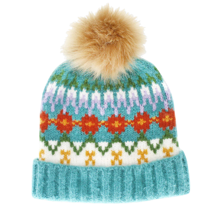 Carla Bobble Hat - Blue
